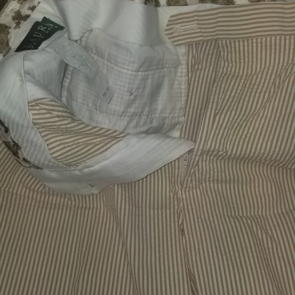 Casual Lauren (Ralph) Tan & Cream Pinstriped Slack